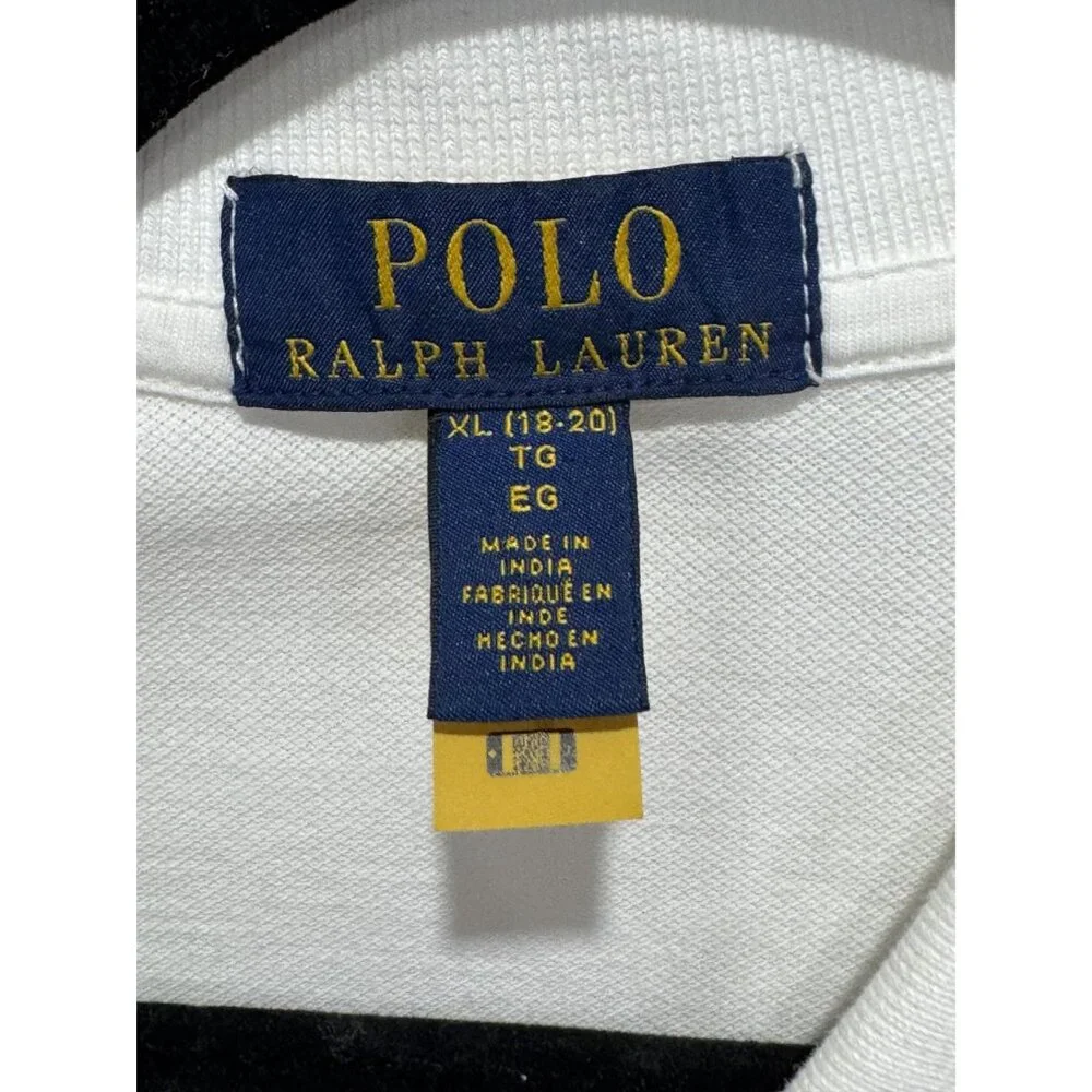 POLO Ralph Lauren Boys Youth Polo Bear White Polo XL(18-20)